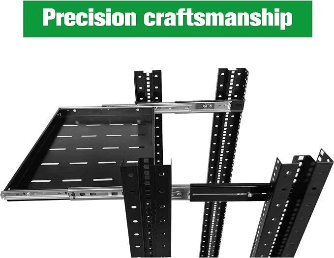 Keyboard mount-1U Sliding Shelf 19in Mount Keyboard Shelf Tray 4 Post Rack Mount Adjustable Depth 13.75 to 21.75inch for 19" Server Network Rack&Cabinet (Rack drawer-350)