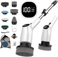 WKY-Electric Spin Scrubber - 10-in-1 Cordless Shower Scrubber & Cleaning Brush with Extendable Handle, 42 in-lbs Ultra High Torque, 2 Speeds, IPX7, LED Display, Smart AI Chip, for Bathroom, Kitchen