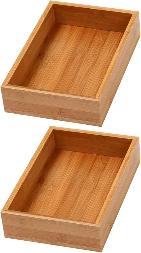 YBM Home Bamboo Drawer Organizer Storage Box for Kitchen Drawer, Junk Drawer, Office, Bedroom, Children Room, Craft, Sewing, and Bathroom, 6 Pack 6x9x2 inch