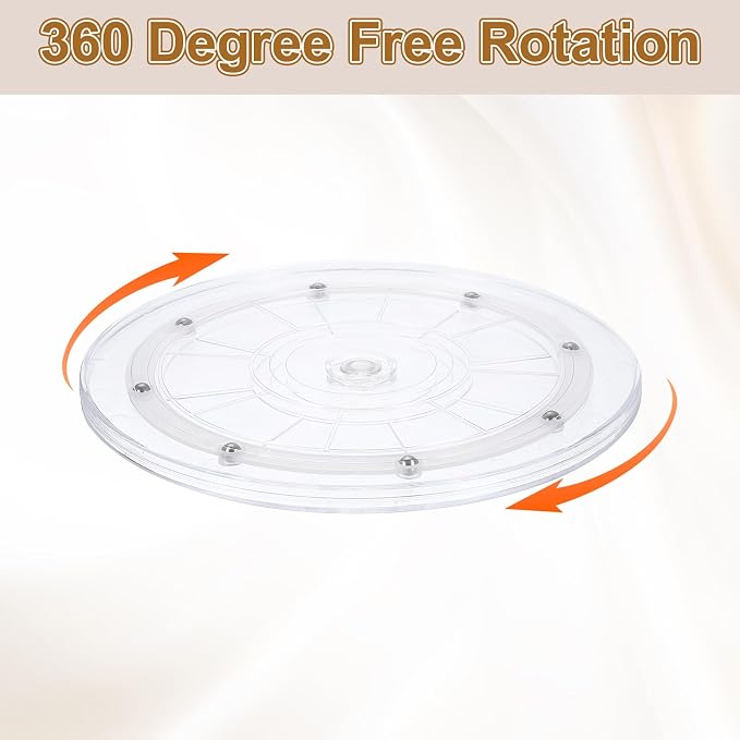 uxcell 3Pack Acrylic Lazy Susan Turntable, 9" Spinner Lazy Susan Turntable Organizer, Acrylic Ball Bearing Rotating Tray for Pantry Spice Rack Decorating, Clear