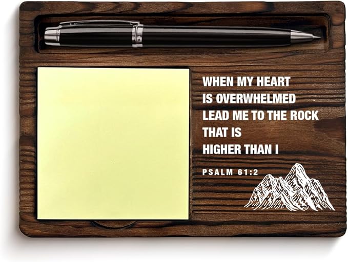 Inspirational Christian Sticky Note Holder Encouragement Gifts Psalm 61:2 Bible Verses Self-Stick Note Pad Holders Office Decor, Christian Religious Gifts for Women Men Coworker Friends