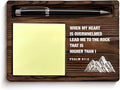 Inspirational Christian Sticky Note Holder Encouragement Gifts Psalm 61:2 Bible Verses Self-Stick Note Pad Holders Office Decor, Christian Religious Gifts for Women Men Coworker Friends