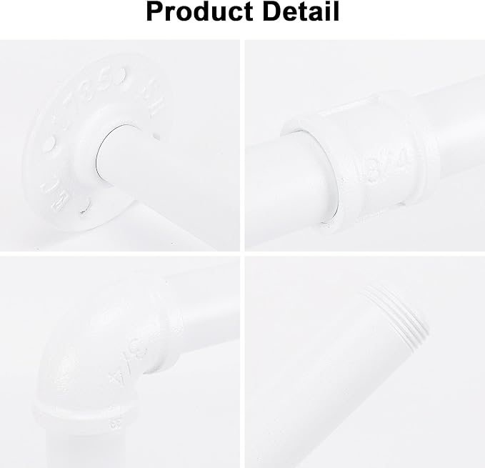 Industrial Iron Pipe Clothes Hanging Bar DIY Wall-Mounted Garment Rack Heavy Duty Clothing Rack for Bedroom, Laundry Room, Closet Storage (White 40 inch)