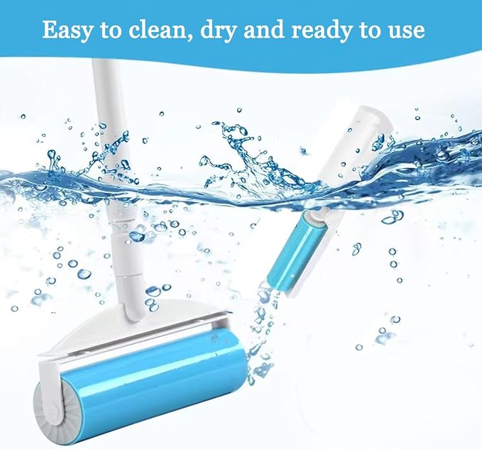 8" Large Reusable Lint Roller, Giant Washable Pet Hair Remover with Extendable Handle, Long Sticky Lint Brush for Furniture, Carpet, Sofa and Clothes, 1 Large, 1 Refill and 2 Mini Size