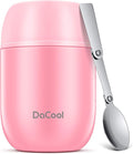 DaCool Insulated Food Jar Food Thermo Kids Thermo for Hot Food 16 oz Stainless Vacuum Bento Lunch Therm for Kids Girls Adult with Spoon Leak Proof for School Office Picnic Travel Outdoors, Pink