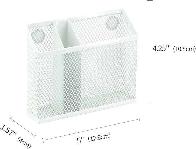Neudeco Locker Organizer Kit, White, 4-Piece Set | Foldable Mesh Locker Shelf, Magnetic Pen Holders, Stackable Storage, For School, Work & Gym Lockers