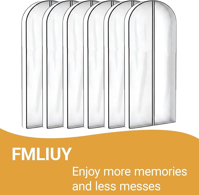 6 Pack 39" Clear Garment Bags for Hanging Clothes,4" Gusseted Suit Bags for Closet Storage Non-woven Back,Hanging Clothes Storage Suit Cover Bags with Zipper for Coats,Jackets,Shirts