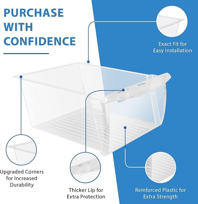 UPGRADED Lifetime Appliance 240351061 Crisper Bin Compatible with Frigidaire Refrigerator