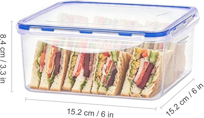 KIGI Large Square Food Storage Containers, Set of 2 (10 Cup) | Airtight & Leak proof, 4-Sided Locking Lid, Ideal for Meal Prep, Picnic, Lunch & Fruit Storage, BPA-Free Plastic, 81 oz