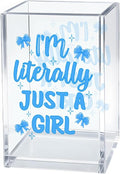 I'm Literally Just A Girl Cosmetic Organizer Pen Holder, Funny Bow Vanity Accessories for Girls Daughter, Desk Accessories Makeup Brushes Holder for Friend Sister, Back To School Gifts Organizer