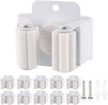 Verdenu 10 Pack Broom Holder Wall Mount, Mop and Broom Holder Wall Mount, Stainless Steel Command Mop Holder with Screws, Garden Tool Storage Organizer for Kitchen, Home, Bathroom, Garage, White