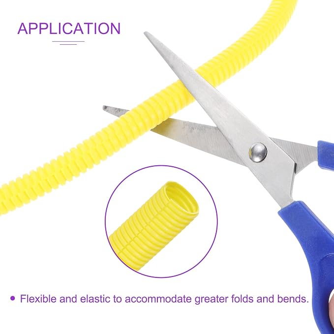 DMiotech 10ft Wire Loom Split Tubing 1 1/2 Inch(38 Mm) ID, Cord Protectors from Pet Flexible Conduit Cable Management for Office, Home, Garden, Yellow