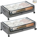 FOUCSSOMEI UnderBed Storage Containers, UnderBed Shoe Storage with Wheels, Under Bed Drawers for Clothes Book Blankets, Dorm Bedroom Organizer