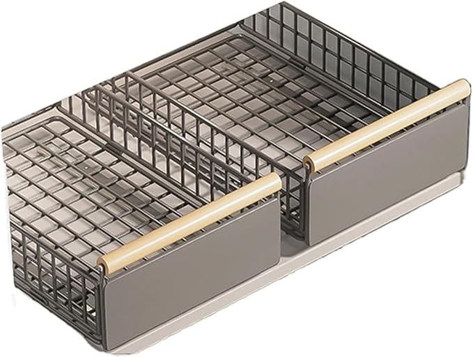 Retractable Kitchen Cabinet Pull-Out Basket - Foldable Adjustable Slide Drawer For Dish & Sink Storage Organization(Small x2)