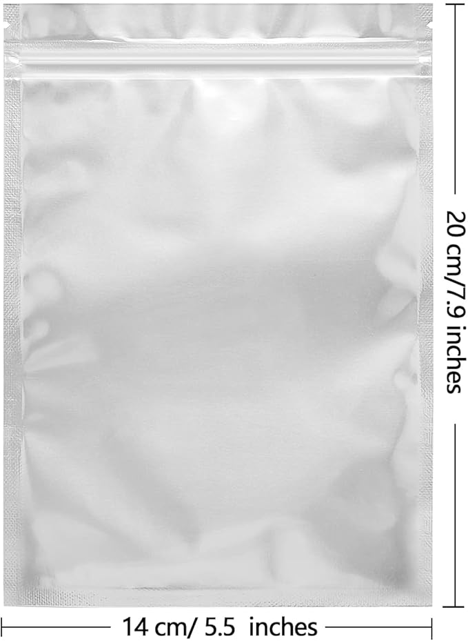 100 Pack Mylar Bags for Food Storage 5.5 x 7.9 Inch Smell Proof Bags Resealable Aluminum Foil Packaging Pouch Bag Silver