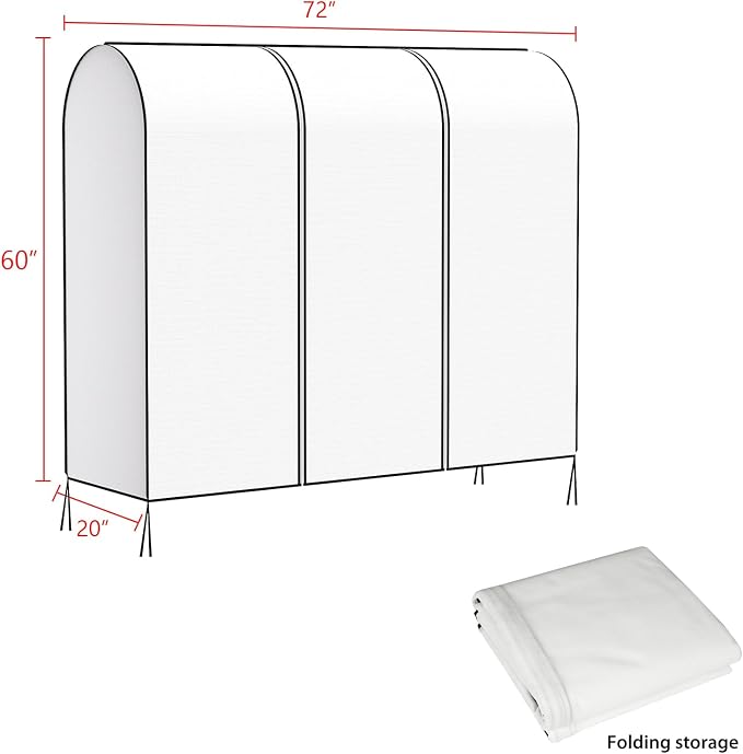 Zilink Garment Rack Cover Large Cothing Rack with Cover 72 in, White | Dustproof, Breathable, 2 Durable Zippers, Clothes Rack Cover Garment Bags Protector for Garment Rack (Rack Not Included)