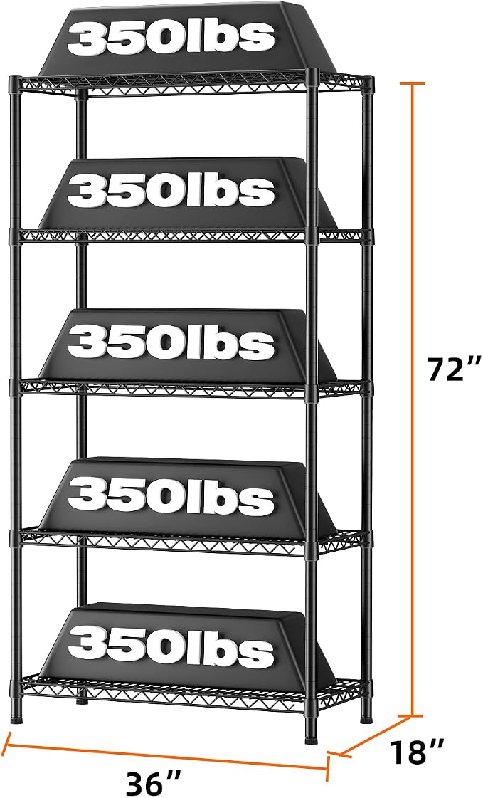 SINGAYE 5 Shelves Adjustable Shelf Heavy Duty Wire Storage Shelving Metal | Home Storage Small Rack Pantry Closet Unit for Laundry Room Organization Bathroom Kitchen