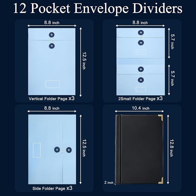Document Organizer | in Case I Die Binder Organizer with Labels-Black+Blue | Household Information Binder, File Organizer, Important Document Organizer, Folio Folder, Planner