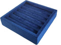 SCIKHETF Velvet Ring Earrings Studs organizer Tray Small Ring Insert Display Tray 5 Slots Stackable (Dark Blue)