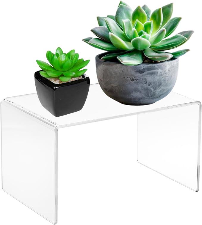CLAY TONI 1-PC Large Clear 5mm Thick Acrylic Display Risers, 10.5x7x7 Inch | For Kitchen Organizer and Storage,Display Food, Pantry Cabinet Shelf, Retail Display