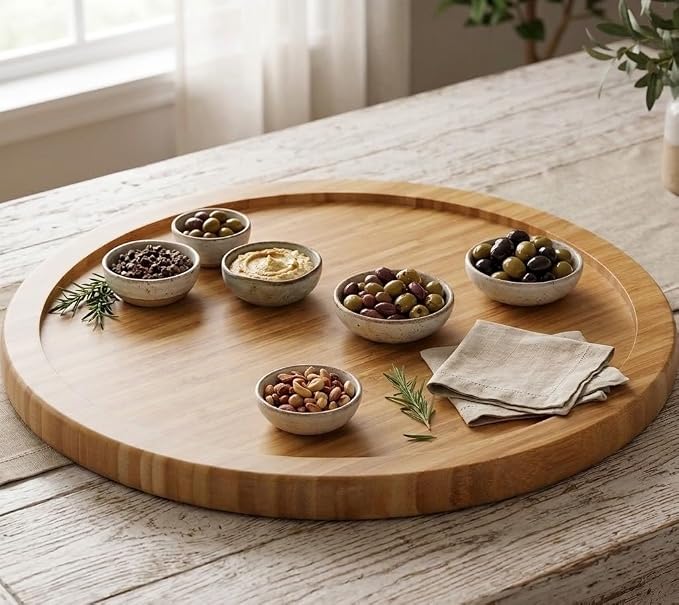 YBM HOME Bamboo Lazy Susan Single Turntable (18", 6)