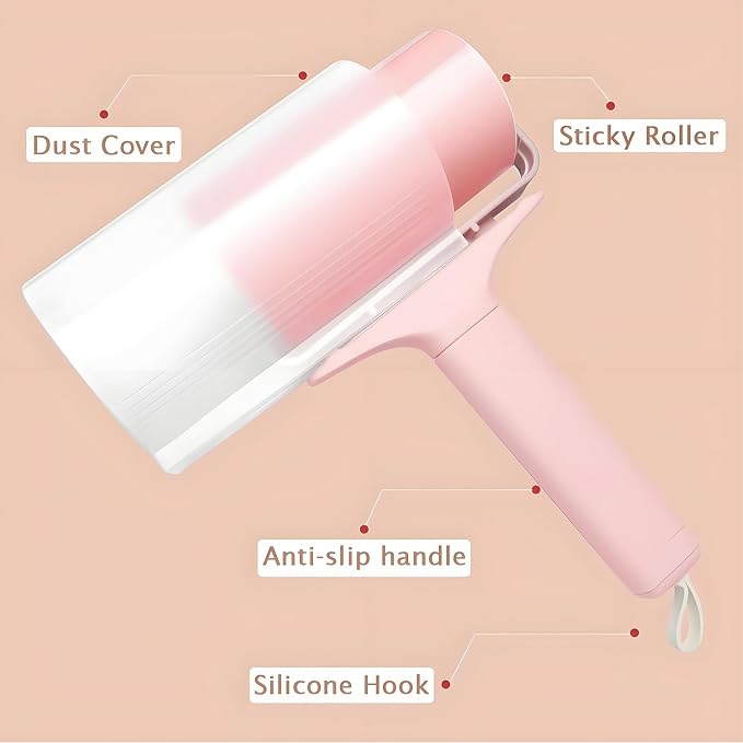 Reusable Lint Roller 2 Pack, Washable Sticky Lint Roller with Cover for Pet Hair, Portable Travel Lint Remover for Clothes, Purse, Furniture, Car, Large Mini Lint Brush for Home and Travel (Pink)