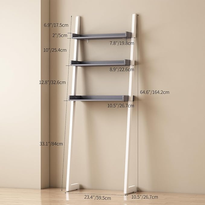 Solid Bamboo Toilet Shelf,3 Tier Bathroom Shelf with Anti-Slip Base | Solid bamboo over the toilet storage – naturally moisture-resistant for bathrooms, built for long-lasting durability