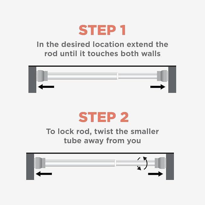 Zenna Home Tension Shower Curtain Rod, No Drill Adjustable Tension Curtain Rod for Bathroom, Rust Resistant, Easy Install Expandable Shower Curtain Rods, 26 to 76 Inches, White