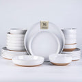 AmorArc Ceramic Dinnerware Sets with Pasta Bowls for 4, Handpainted Plates and Bowls Set with Rustic Terracotta Underside, Scratch Resistant Dishes Set, Dishwasher & Microwave Safe, 16 Pcs
