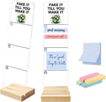 Monitor Memo Board, Sticky Note Holder, Sticky Note Board for Desk, Acrylic Desk Buddy with Wooden Base, Includes 200 Notes, Funny Fake It Till You Make It Green Bird Art for Office Desktop Decor