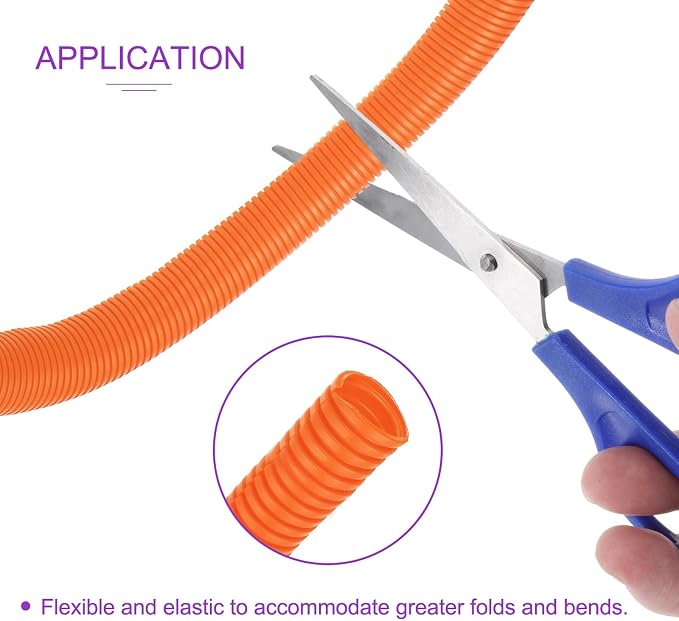 DMiotech 10ft Wire Loom Split Tubing 1/4 Inch(6.4mm) ID, Cord Protectors from Pet Flexible Conduit Cable Management for Office Home Garden, Orange