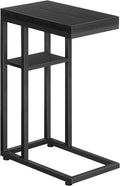HOOBRO Foldable C Shaped End Table, C Shaped Side Table with Storage Shelf, Small Snack Table, Slide Under Couch Table for Sofa, Living Room Bedroom Small Spaces Easy Assembly, Black BK29SF01