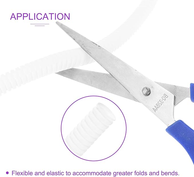 DMiotech 100ft Wire Loom Split Tubing 1/2 Inch(12.7 Mm) ID, Cord Protectors from Pet Flexible Conduit Cable Management for Office, Home, Garden, White