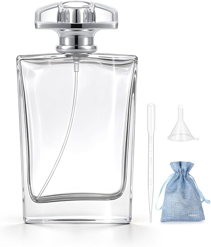 100ml Glass Refillable Perfume Atomizer | clear glass atomizer, fine mist, leakproof, refillable. Perfect travel replacement for bulky bottles