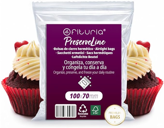 Ofituria Transparent Zip Bags 100 x 70 mm with Airtight Seal, Zip Bags for Food, Snacks, Freezing as well as Kitchen and Travel Organisation - Ofituria (200 Bags)