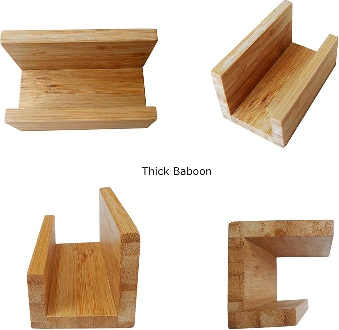 2 Pack Bamboo Wood Desktop Business Card Holder Display for Desk Sturdy Business Card Stand for Office Tabletop Counter Organizer