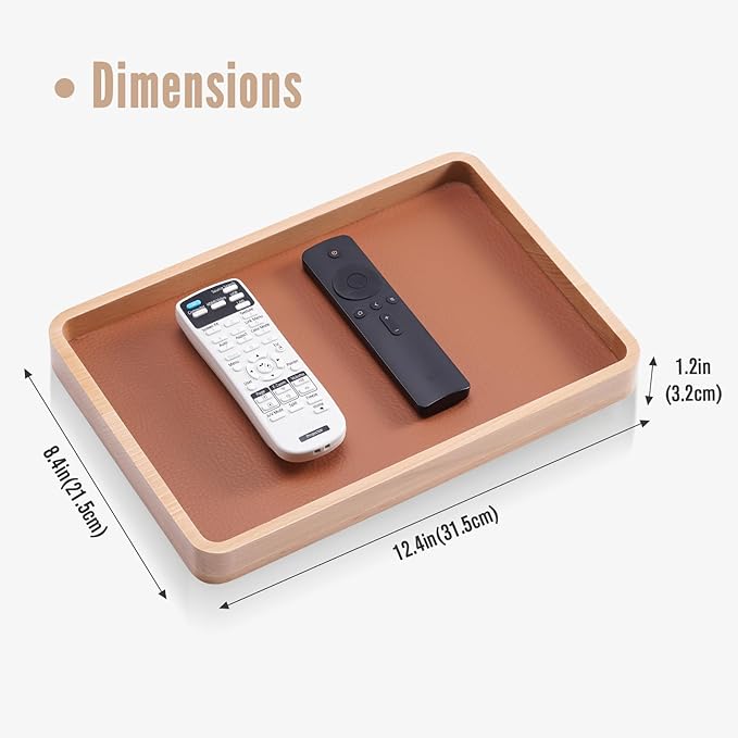 ProCase Wood Valet Tray for Men, Key Tray, Desk & Nightstand -LightBrown | Wood Catch-All EDC Tray for Nightstand Decor, Desk & Entryway, Holds Keys, Wallets, Watches, Phones & Coins