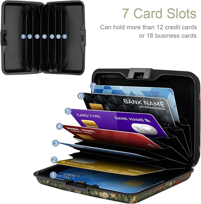 Coco Rossi Credit Card Holder RFID Aluminum Small Mini Wallet Women | Metal Wallet, Business Cards Holder, ID Case, Slim Sleeves, Womens Girls Gift, Carry Proof Wallets for Travel, Garden Cats