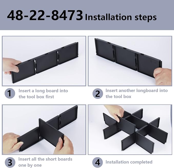 48-22-8473 Packout Dividers For Milwau-kee | Packout 3 Drawer Dividers Tool Box (Black)