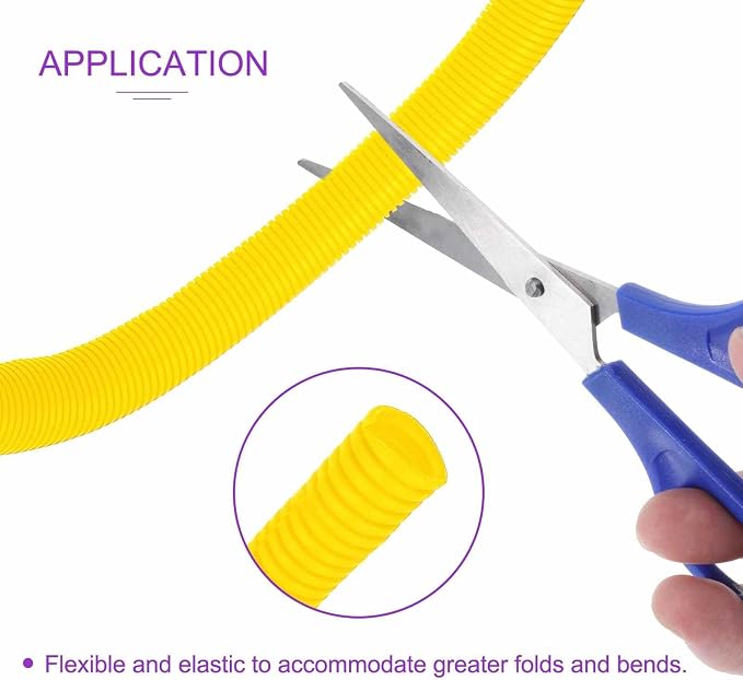 DMiotech 50ft Wire Loom Split Tubing 1 Inch(25.4mm) ID, Cord Protectors from Pet Flexible Conduit Cable Management for Office Home Garden, Yellow