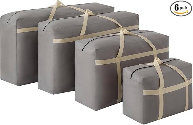 3 Pack 150L Extra Large Moving Bags with Zippers & Carrying Handles, Heavy-Duty Storage Tote Moving Boxes for Space Saving(grey, 3Pack*150L)