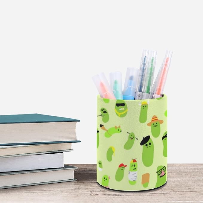 Cute Pickles Pen Holder Pencil Cup for Desk Organizer | Cute Makeup Brush Holder PU Multifunctional Office Suppliesfor Decor Home Classroom School