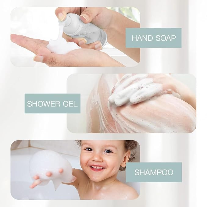 Travel Foam Pump Bottle - 2oz Small Size Foaming Hand Soap Dispenser - Mini Portable Mousse Lash Shampoo Kit Container for Hair - Empty Leak Proof Plastic Pink Foamer 3Pack