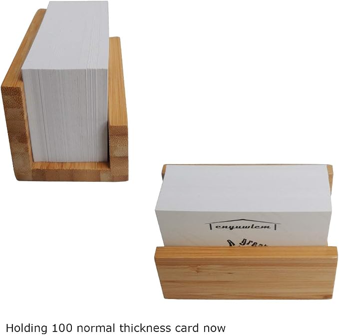 1 Pack Bamboo Wood Desktop Business Card Holder for Desk Sturdy Business Card Display Stand for Office Suitable for Men Women