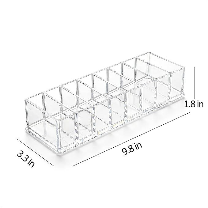 Makeup Organizer, Clear Acrylic Lipstick & Eyeshadow Palette Storage for Women & Girls, Desk & Drawer Cosmetic Holder, Easy Access (Clear)