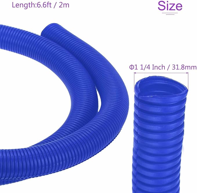 DMiotech 6.6ft Wire Loom Split Tubing 1 1/2 Inch(38.1mm) ID, Cord Protectors from Pet Flexible Conduit Cable Management for Office Home Garden, Blue