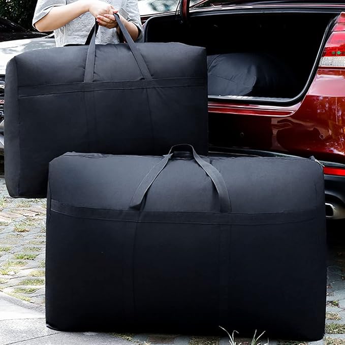 Multipurpose Extra Large Heavy Duty Storage Bags Duffle Bags for Space Saving Moving Storage (Black, 26Gal/100L)