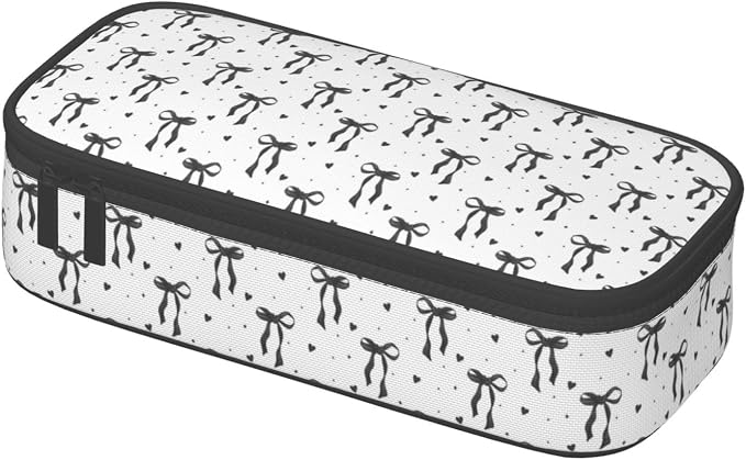 Black Bow Large Pencil Case for Girls Boys, Pencil Pouch Pen Bag Kids Teen | Big Capacity with Flip Top Zipper Stationery Organizer Storage Back to School Supplies for School Office College Student