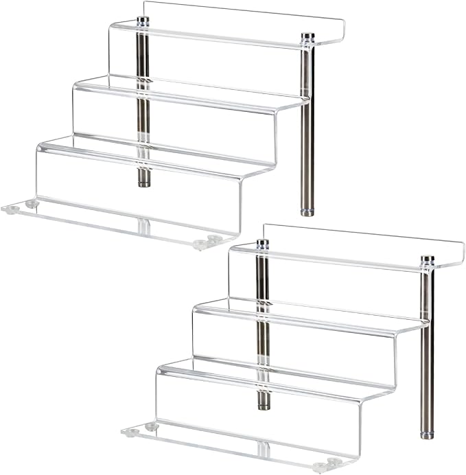 9 x 6 in Acrylic Display Risers Shelf for Pops Figures, Clear 4-Step Display Stand for Display Or Collection (small-2pack)