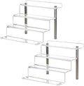 9 x 6 in Acrylic Display Risers Shelf for Pops Figures, Clear 4-Step Display Stand for Display Or Collection (small-2pack)